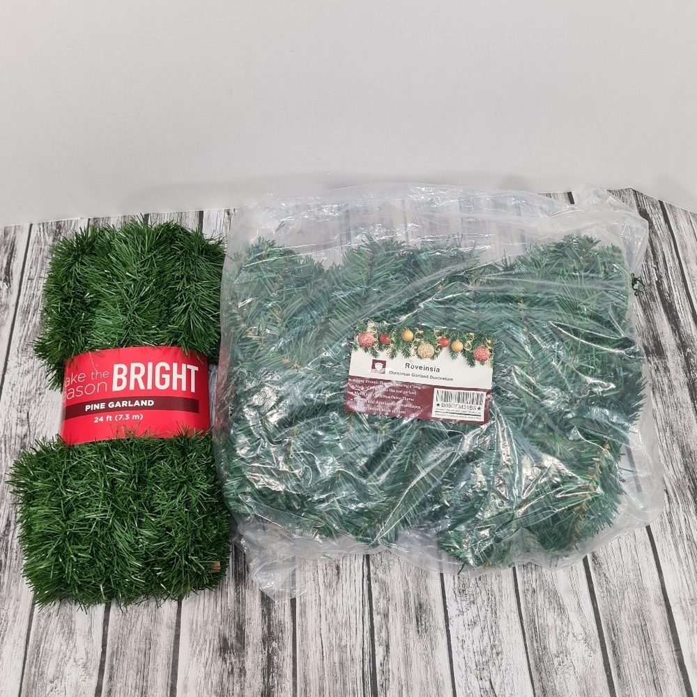 Roveinsia 9' Christmas garland 220 Branches & Walgreens 24' Pine Garland